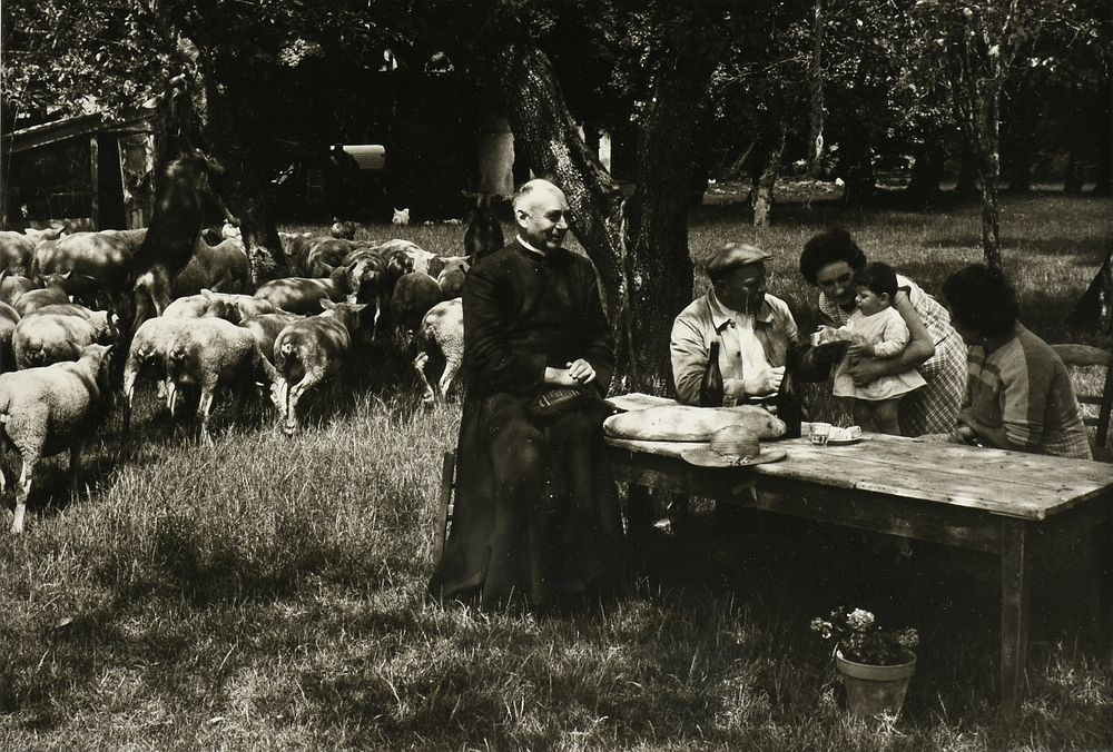 Appraisal: DOUARD BOUBAT French - A PHOTOGRAPH Priest and People at