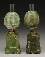 Appraisal: TWO SCARCE PORCELAIN MINI LAMPS S - similar and S