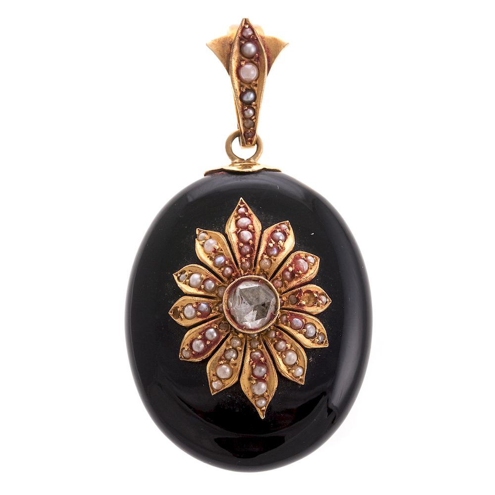 Appraisal: A Victorian Rose Cut Diamond Mourning Pendant K yellow gold