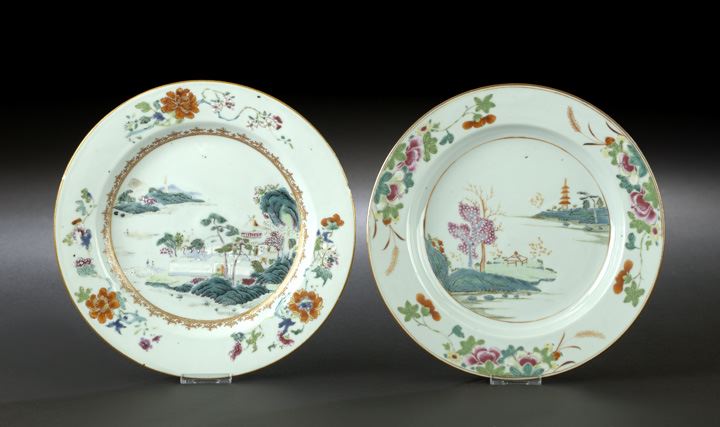 Appraisal: Two Chinese Export Porcelain Plates th century each decorated in