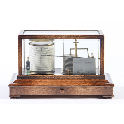 Appraisal: An oak barograph c with lacquered brass mechanism bevelled glass