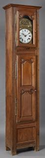 Appraisal: French Carved Oak Tall Case Clock th c the st