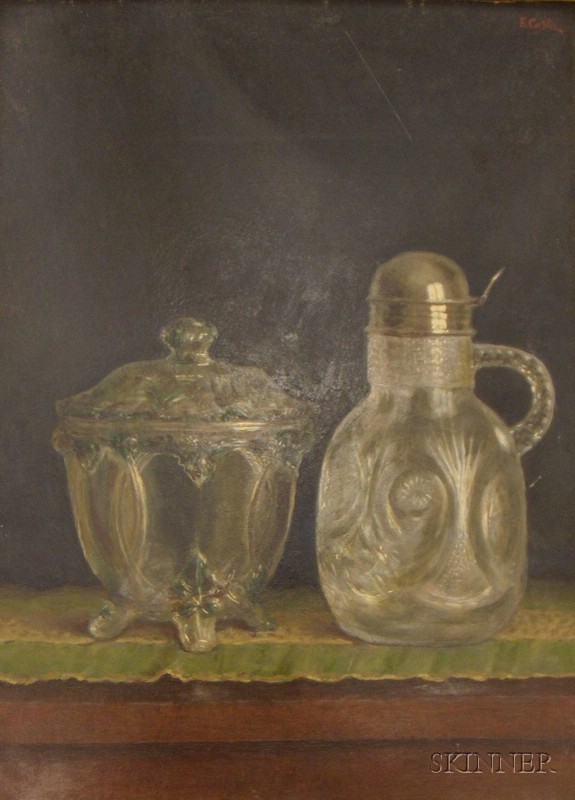 Appraisal: Emmanuele Costa Italian b Still Life with Glassware Signed E