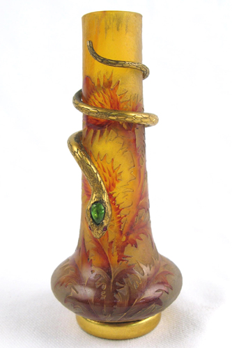 Appraisal: FRENCH CAMEO GLASS BUD VASE attributed to Daum Nancy Burgundy