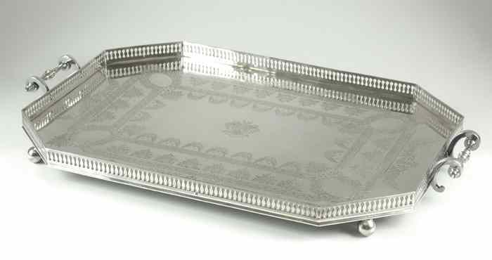 Appraisal: SHEFFIELD STERLING SILVER SERVING TRAY hallmarked British sterling year maker