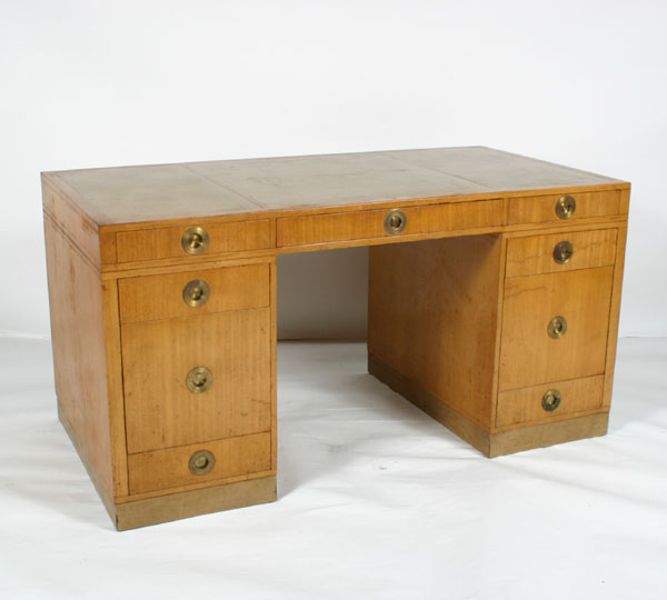 Appraisal: Dunbar partners' desk leather top nine drawers on one side