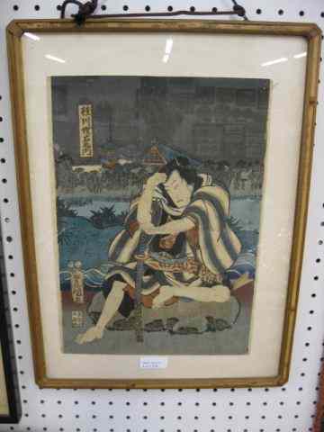 Appraisal: Japanese Woodblock Print of a SamuraiWarrior signed early '' x