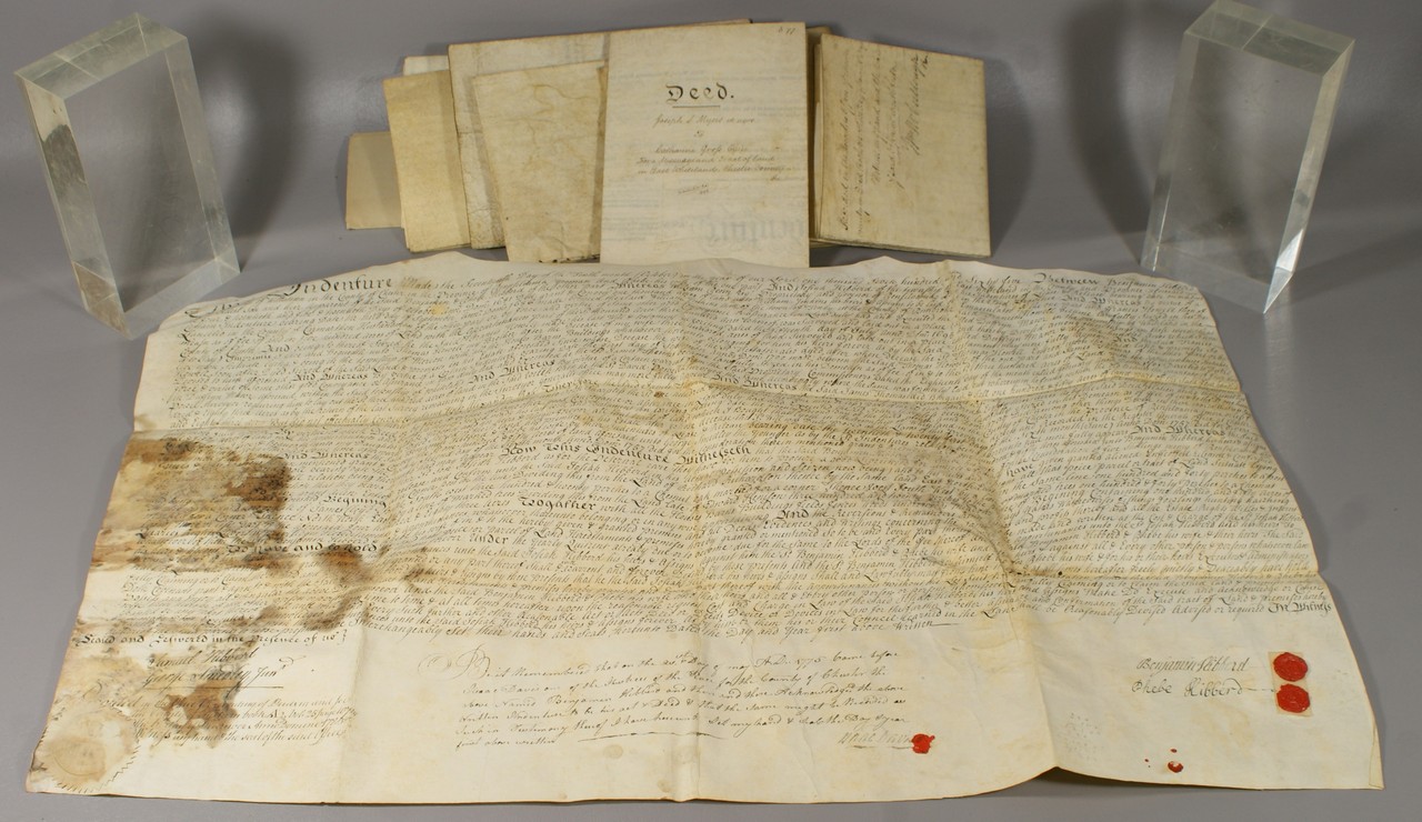 Appraisal: th th century Chester County indentures from the Josiah Hibberd