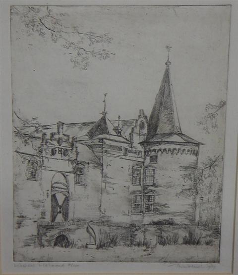 Appraisal: A Woensel black and white etching Kasteel Melmond x Estimate