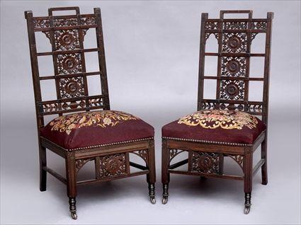 Appraisal: NEAR PAIR OF ROSEWOOD AESTHETIC MOVEMENT SIDE CHAIRS The segmented