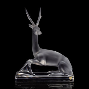 Appraisal: A Lalique Deer Ornament Second Half th Century Height inches