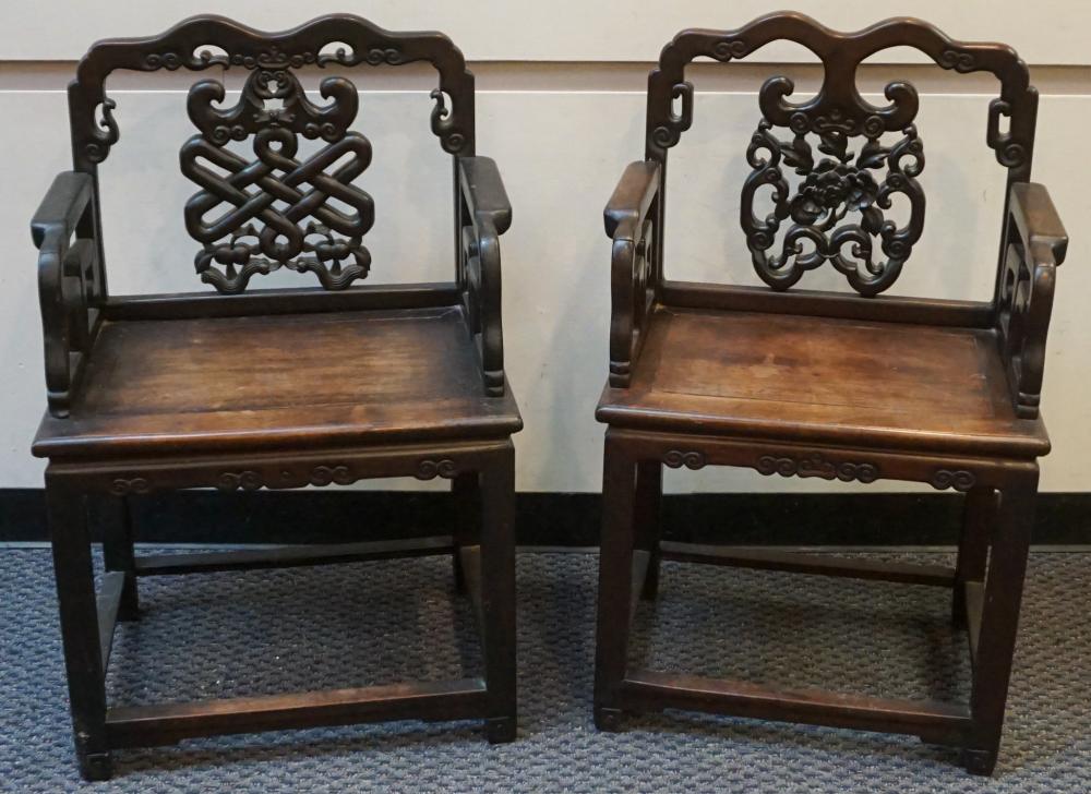 Appraisal: Two Chinese Hongmu Throne Armchairs Circa Overall x x in