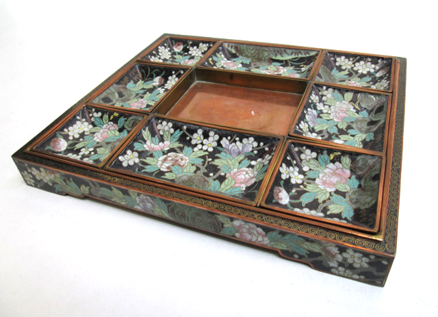 Appraisal: CLOISONNE ENAMEL SWEETMEAT TRAY with divided interior having eight individual