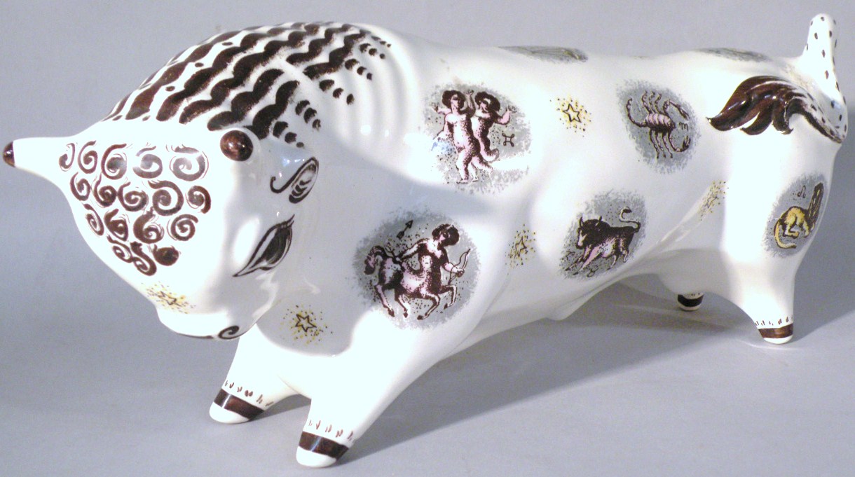 Appraisal: A Wedgwood pottery zodiac model bull designed by Arnold Machin