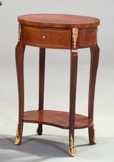 Appraisal: Louis XV-Style Mahogany and Burlwood Occasional Table the banded oval