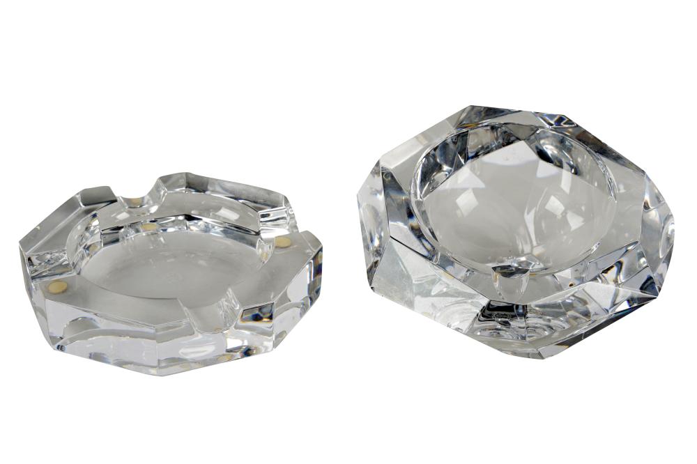 Appraisal: TWO BACCARAT CRYSTAL ASH TRAYSeach stamped to underside Condition the