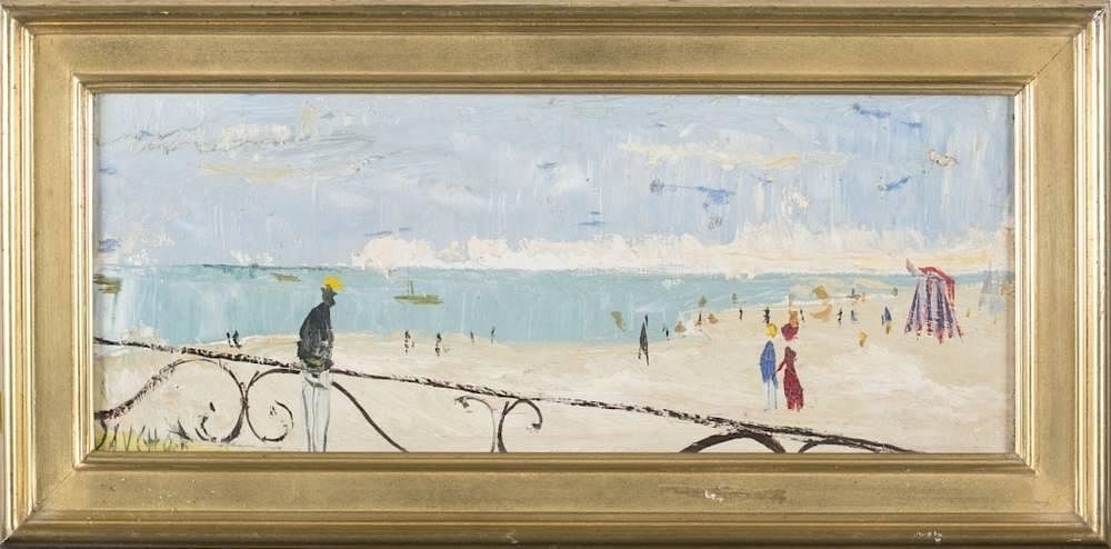 Appraisal: Gabriel Dauchot beach scene oil on canvas Dauchot Gabriel France