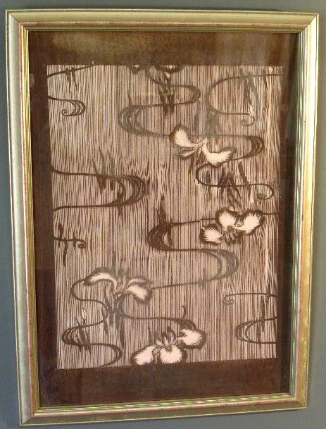 Appraisal: Original framed paper cutout c used in early fabric and