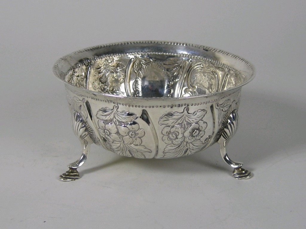 Appraisal: An th Century Irish circular Bowl with floral embossed panel