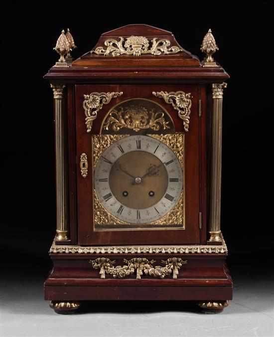 Appraisal: George III style gilt-metal-mounted mahogany mantel clock late th century