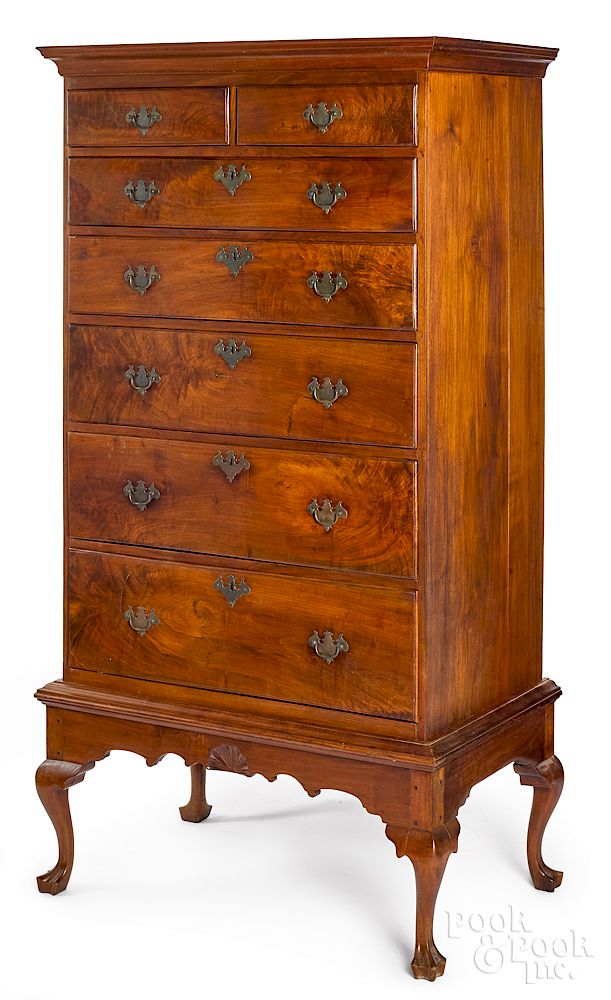 Appraisal: Pennsylvania Queen Anne walnut chest on frame Pennsylvania Queen Anne