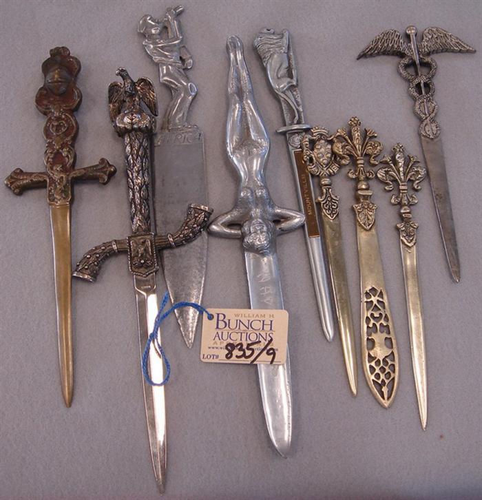 Appraisal: Lot of vintage metal letter openers Including Pfizer Naples nude