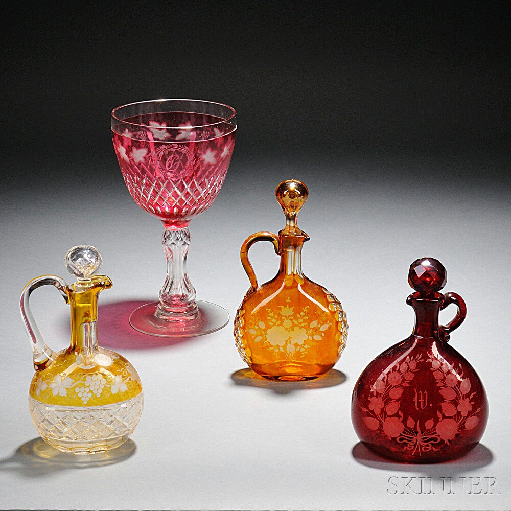 Appraisal: Four Pieces of American Glass Tableware late th early th