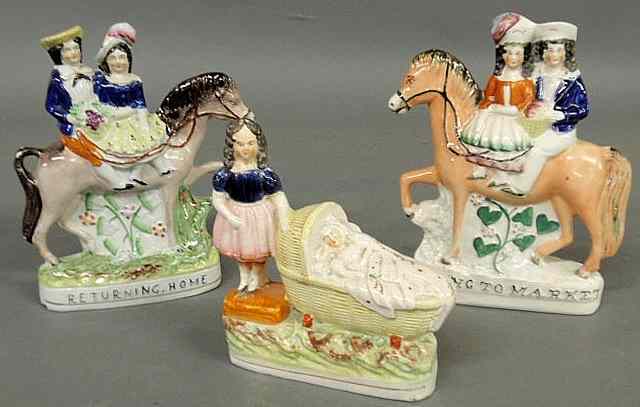 Appraisal: Two Staffordshire th c figural groups Going To Market and