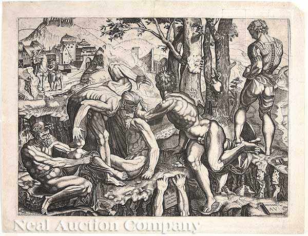 Appraisal: Augostino Veneziano de Musi Italian c - The Climbers engraving