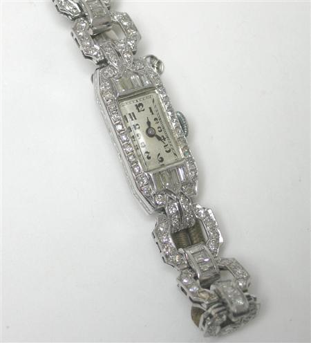 Appraisal: An early th century platinum mounted diamond set cocktail watch