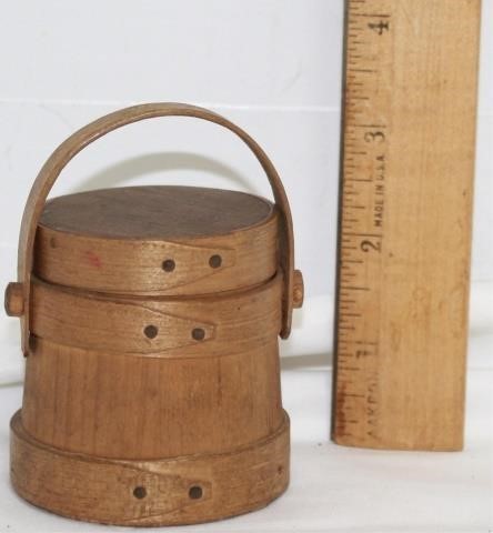 Appraisal: COTTON HERSEY - HINGHAM RARE MINIATUREHANDLED WOODEN FIRKIN SIGNED C