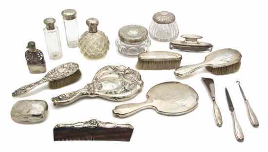 Appraisal: An Assembled Set of Cut Glass and American Sterling Silver