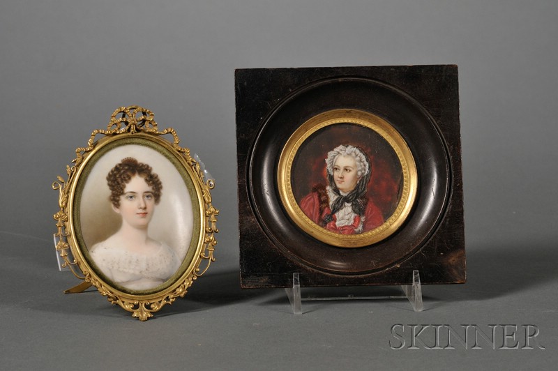 Appraisal: Two Portrait Miniatures of Ladies comprising a mid- th century