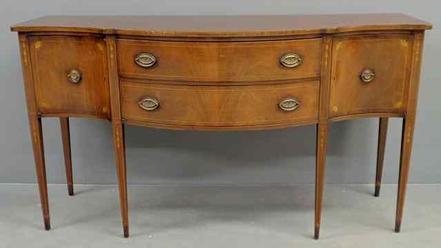 Appraisal: Baltimore Hepplewhite style inlaid mahogany sideboard with a serpentine front