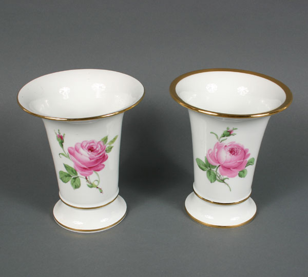 Appraisal: Two Meissen vases with central hand painted floral design and