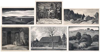 Appraisal: Six Thomas W Nason engravings Thomas Willoughby Nason American born