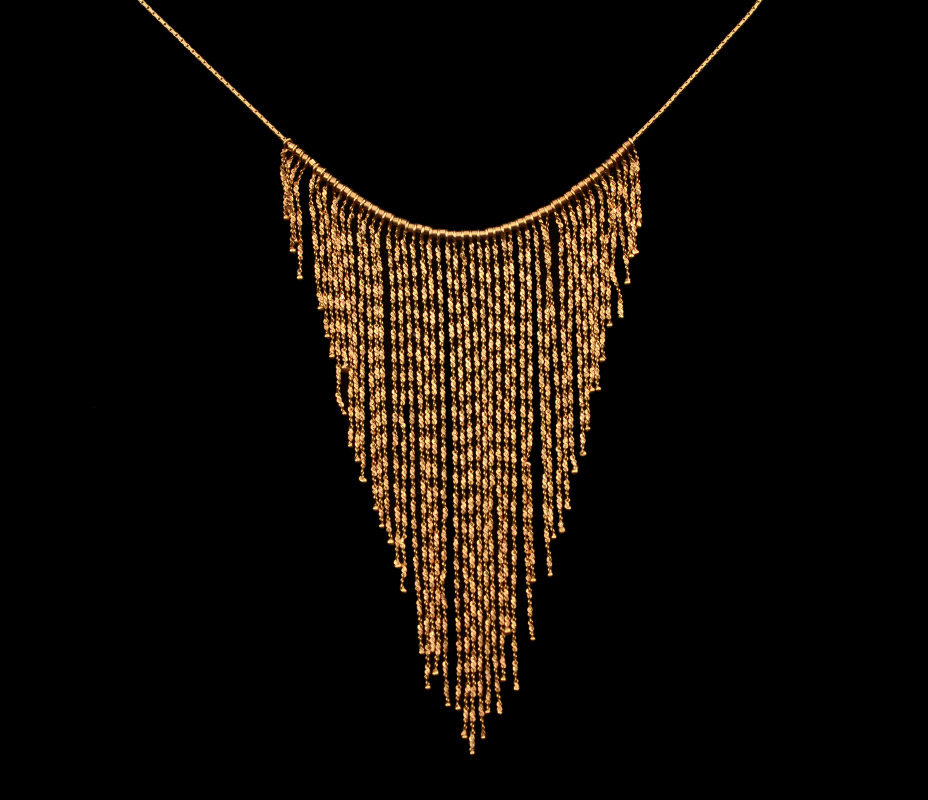 Appraisal: K GOLD FRINGE COLLAR NECKLACE Approx individual fine chains hanging