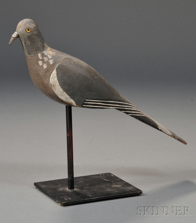 Appraisal: Carved and Painted Wooden Pigeon Figure late th century the