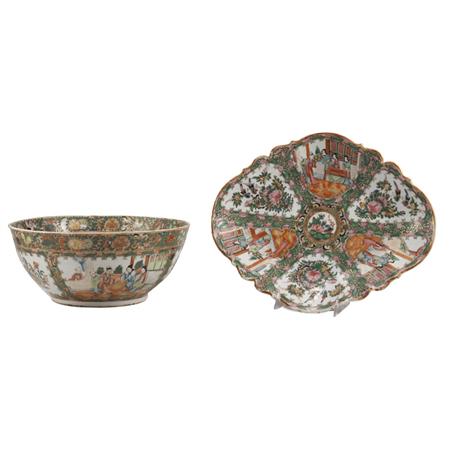 Appraisal: Canton Rose Medallion Porcelain Punch Bowl Together with a Canton