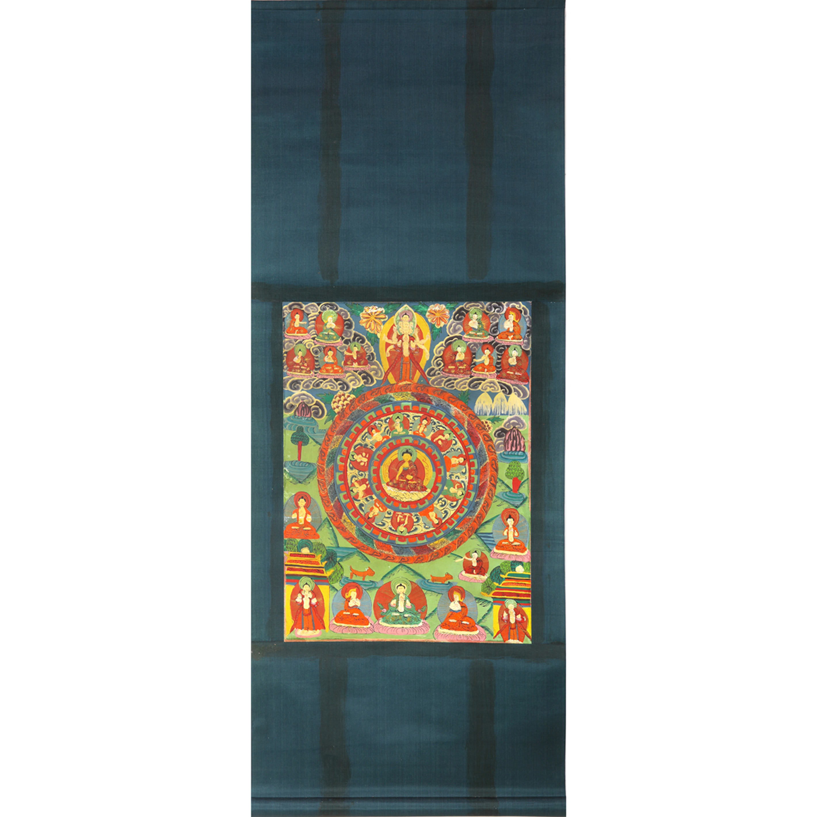 Appraisal: TIBETAN PAINTED THANGKA Tibetan painted thangka mounted as a hanging