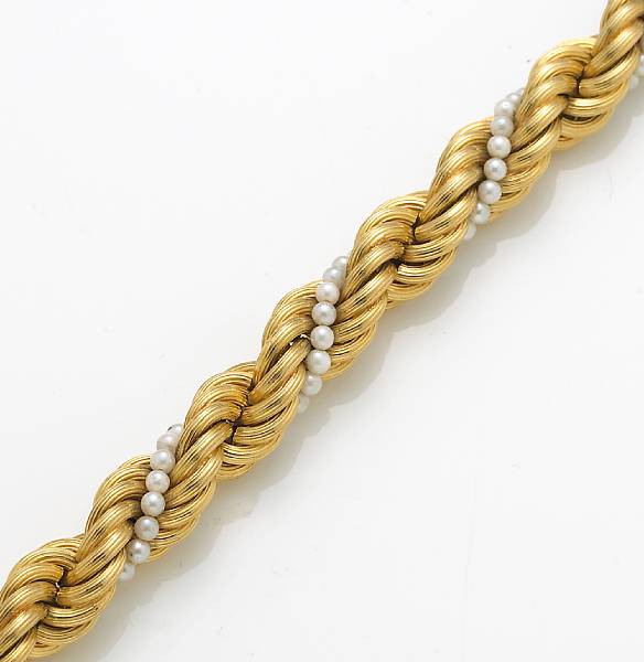 Appraisal: A seed pearl and k gold bracelet weighing approximately g