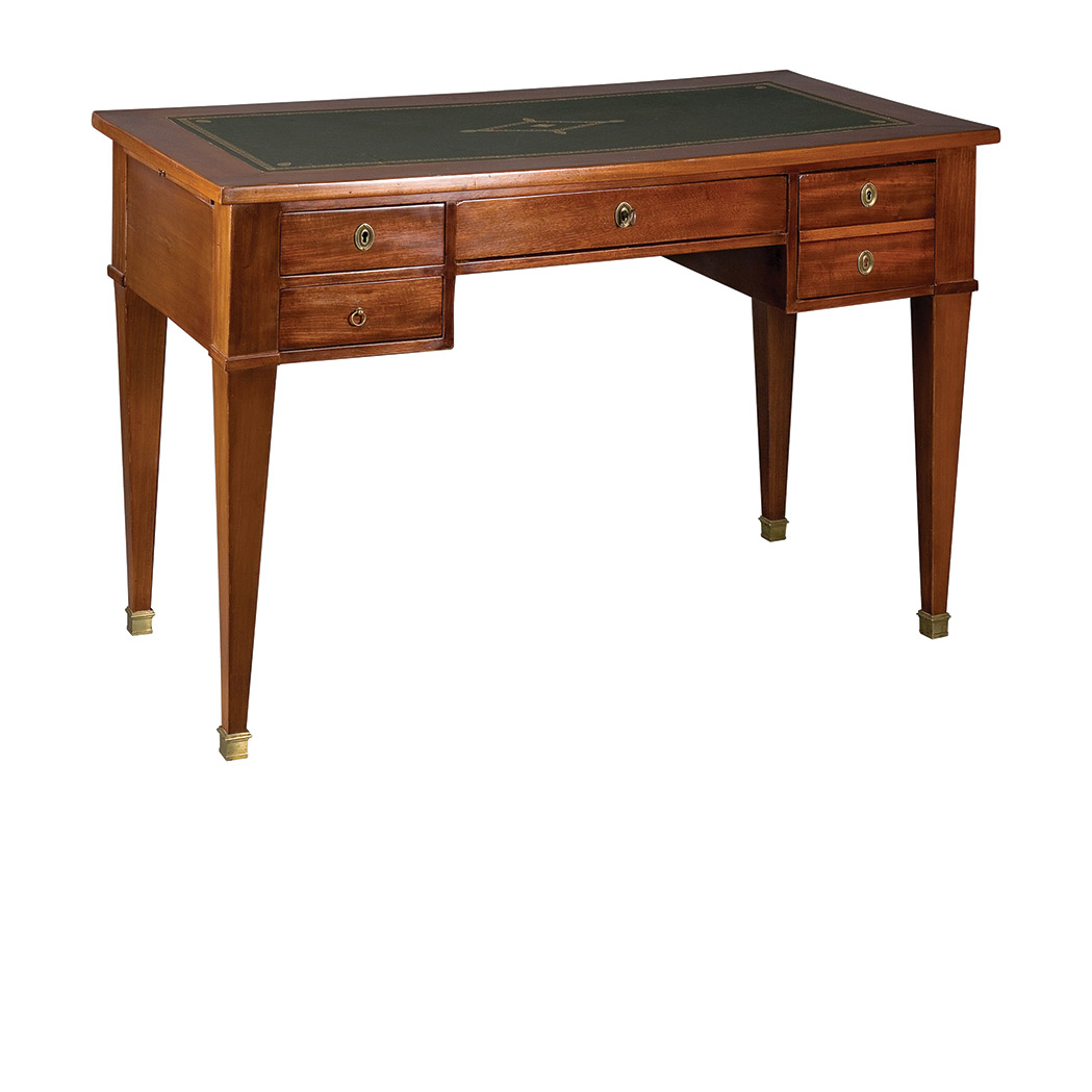 Appraisal: Directoire Mahogany Bureau Plat Circa The rectangular leather inset top