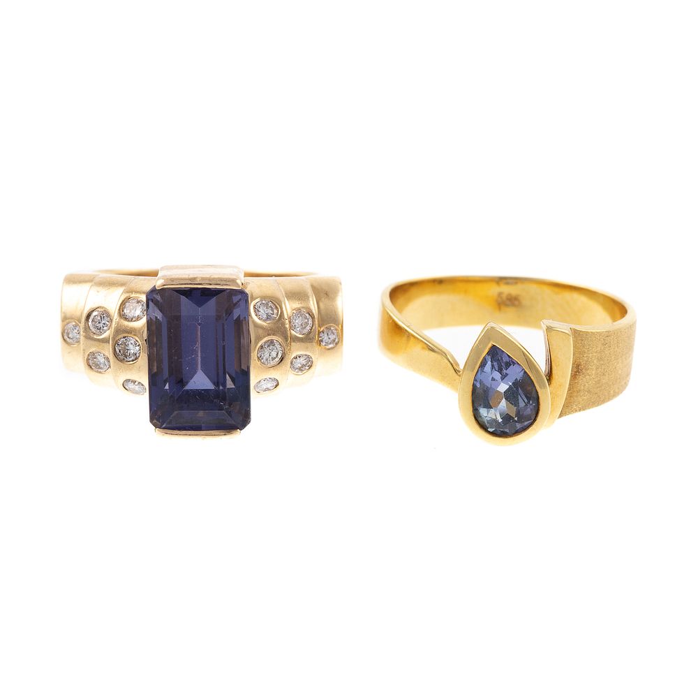 Appraisal: An Iolite Diamond Ring Tanzanite Ring in K K yellow