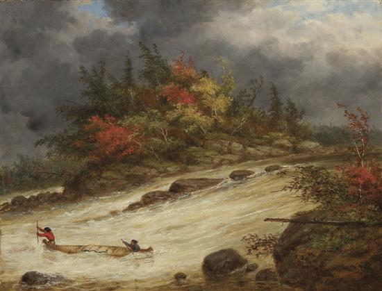 Appraisal: CORNELIUS DAVID KRIEGHOFF Canadian - Indians Canoeing in the Rapids