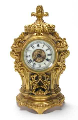 Appraisal: Ansonia Cast Metal Carriage Clock '' gold decorated porcelain face