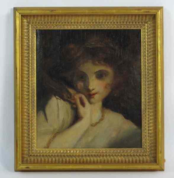 Appraisal: Portrait of a Young Girl with Bird th centuryoil on