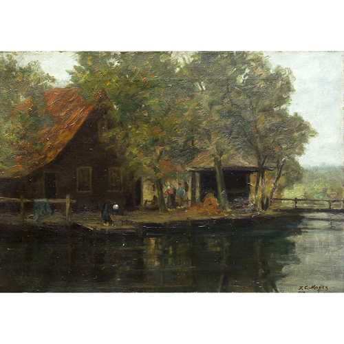 Appraisal: James C MaGee American - barn by the cCanal oil