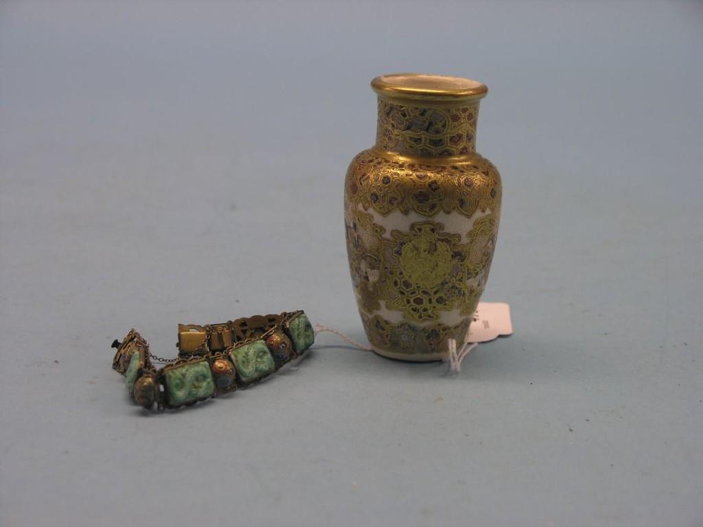 Appraisal: A late th century miniature Satsuma vase baluster-shape enamelled and