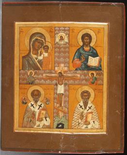 Appraisal: RUSSIAN ICON MSTERA A RUSSIAN ICON OF THE CRUCIFIXION MSTERA