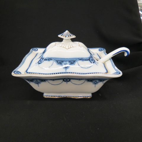 Appraisal: English Ironstone Tureen Napier blue white decoration x circa